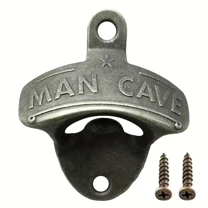 Mancave flesopener wandmodel metaal - Inclusief schroeven