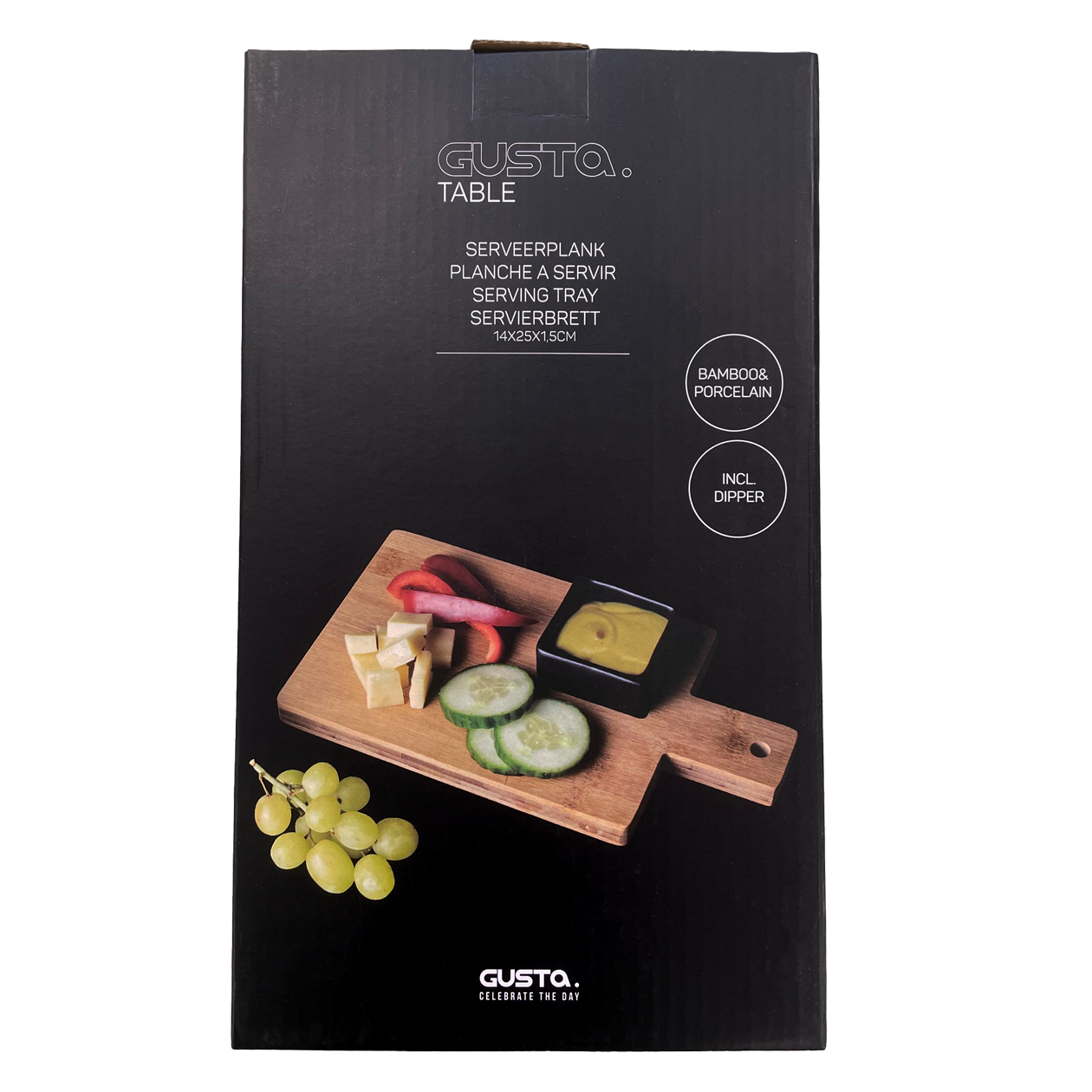 Gepersonaliseerde bamboe serveerplank met kommetje