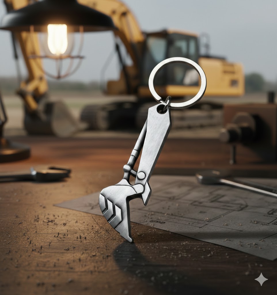 Sleutelhanger opener graafmachine relatiegeschenk bouw graafwerkzaamheden