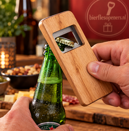Houten Bierflesopener – Met Naam, Tekst of Logo