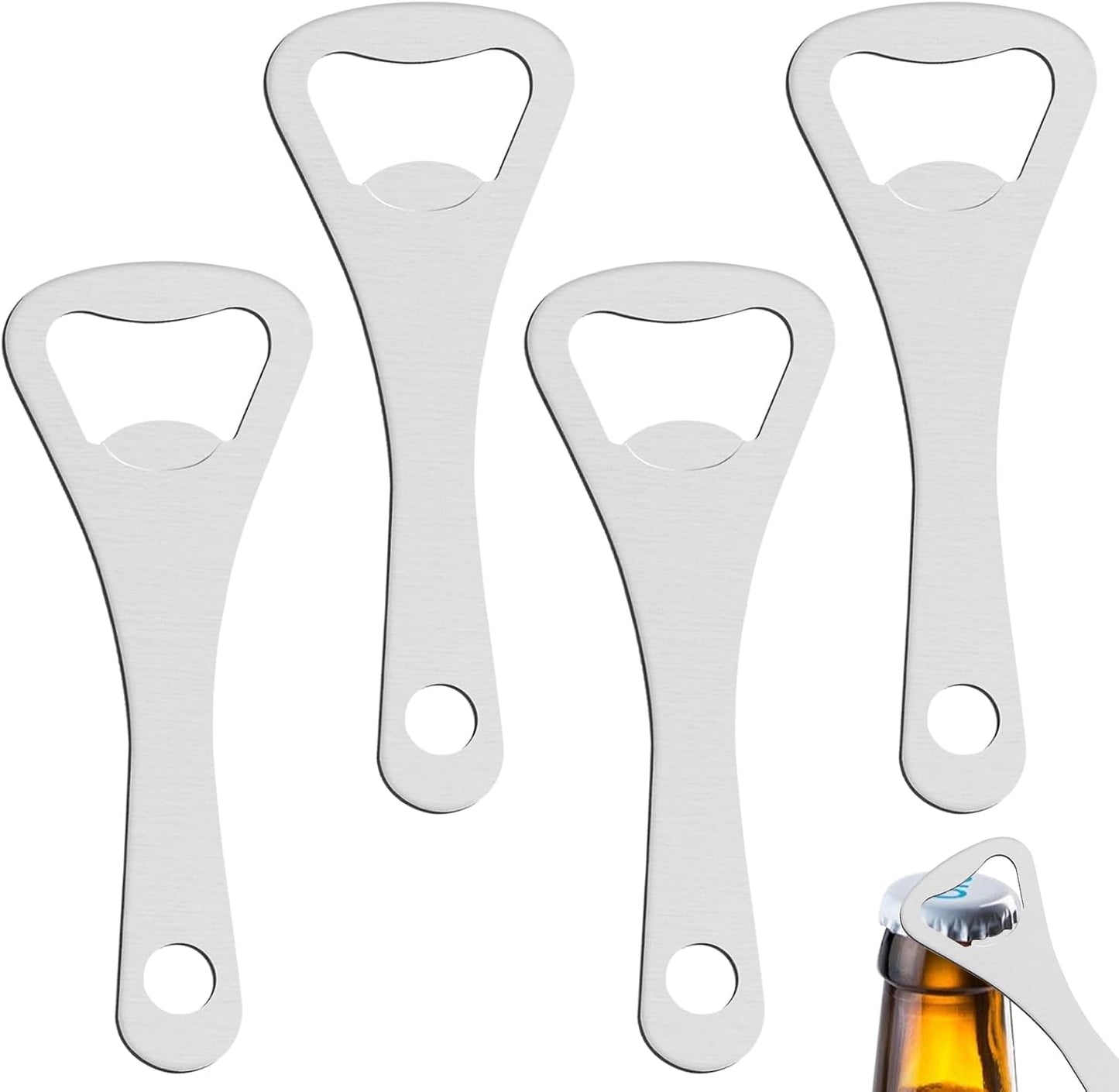 Bieropener RVS met ophanggat - Personaliseerbaar met gravure