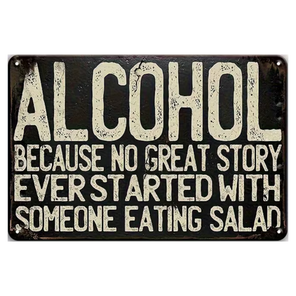 Metalen wandbord mancave 30x20cm – retro alcohol quote – zwart wit
