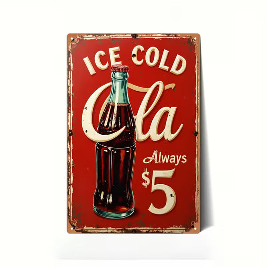 Ice Cold Cola mancave bord 30x20cm - vintage metalen wandbord voor bar of mancave