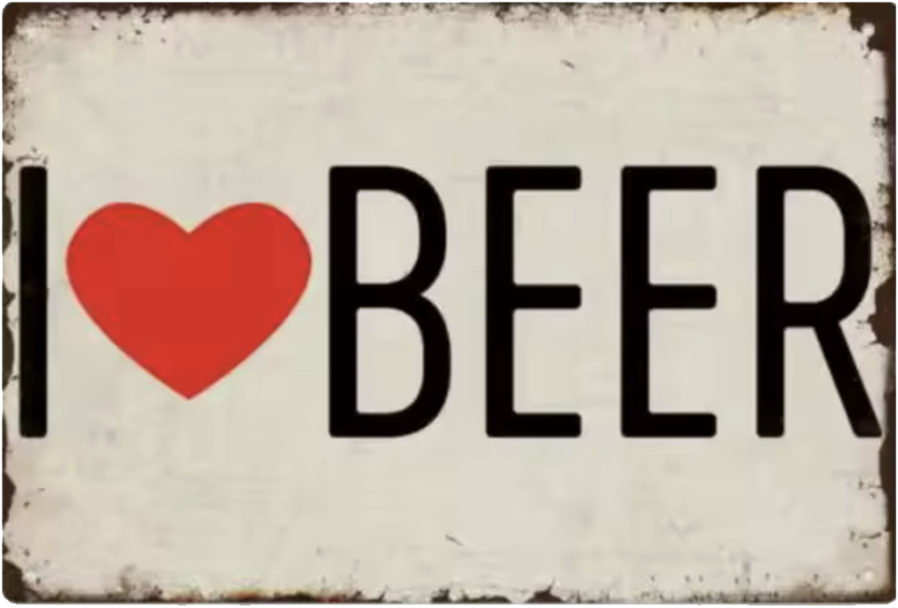 Blikken mancave bordje I love Beer 30x20 cm - stoer wandbord voor bierliefhebbers
