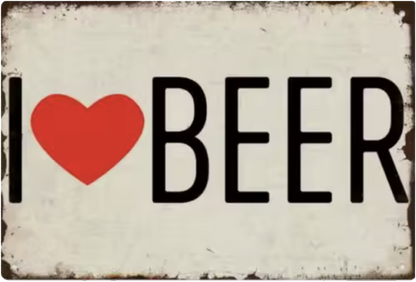 Blikken mancave bordje I love Beer 30x20 cm - stoer wandbord voor bierliefhebbers