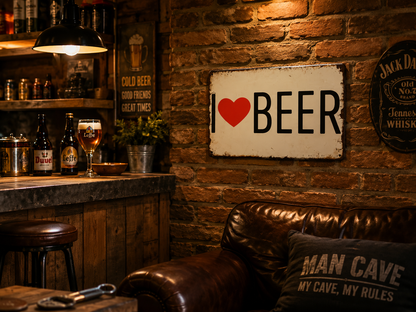 Mancave bordje I love Beer