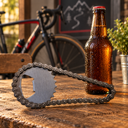 Stoere fietsketting bieropener voor wielrenners en mountainbikers