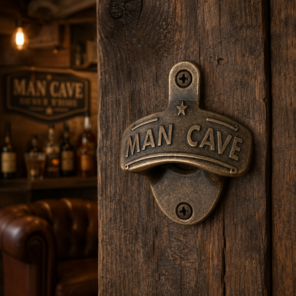 Mancave muurflesopener – metalen wandbieropener