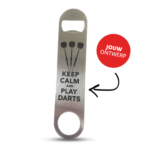 Gegraveerde RVS bieropener met persoonlijke tekst 17,7x4cm