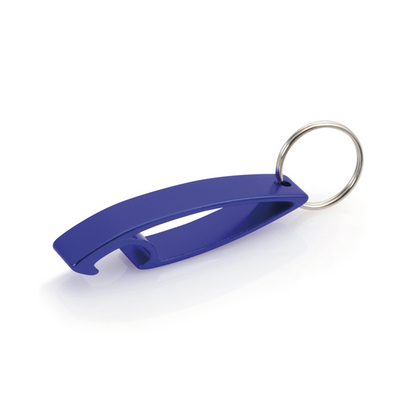 Bieropener sleutelhanger RVS close-up
blauw
