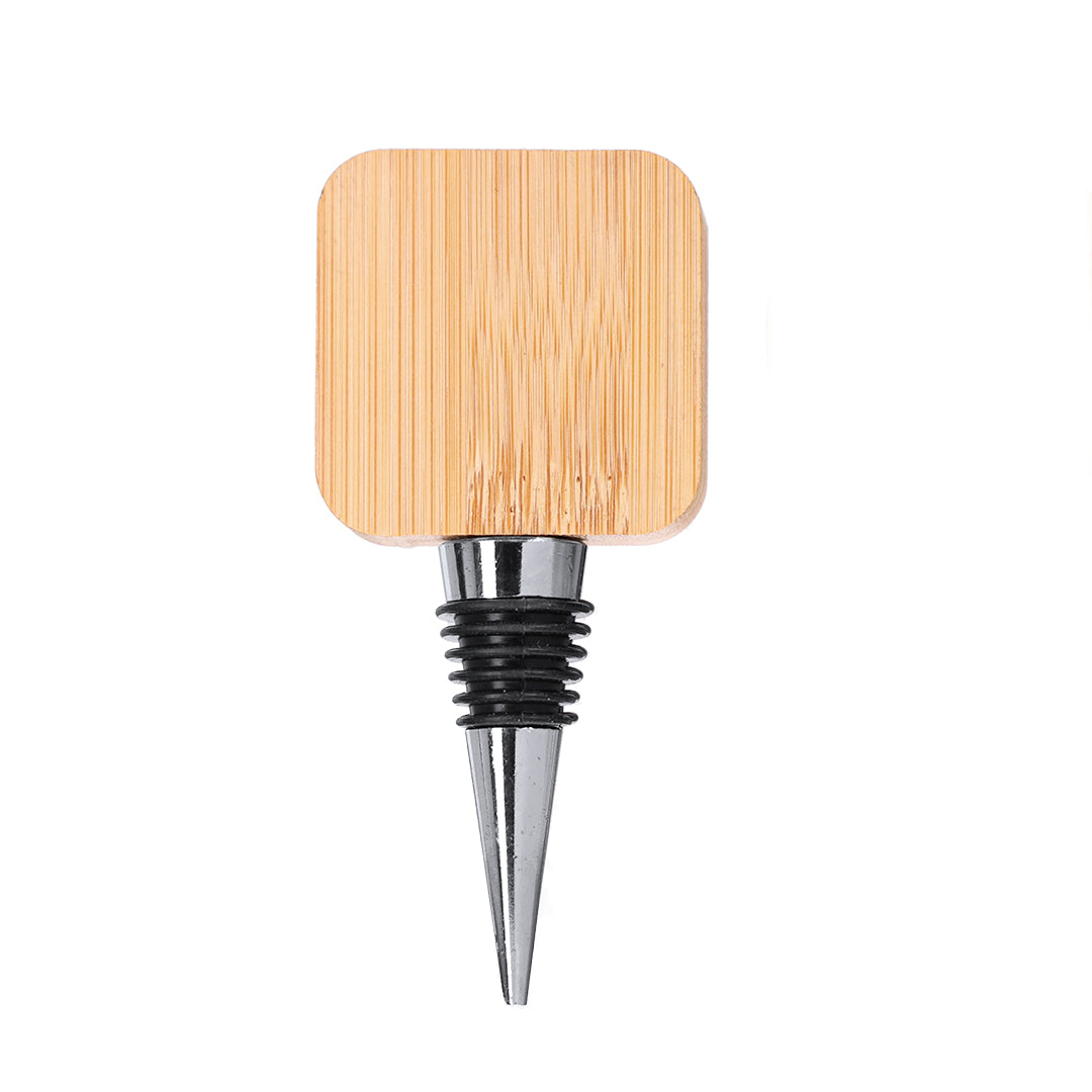 Flesstopper met flesopener bamboe RVS 2-in-1