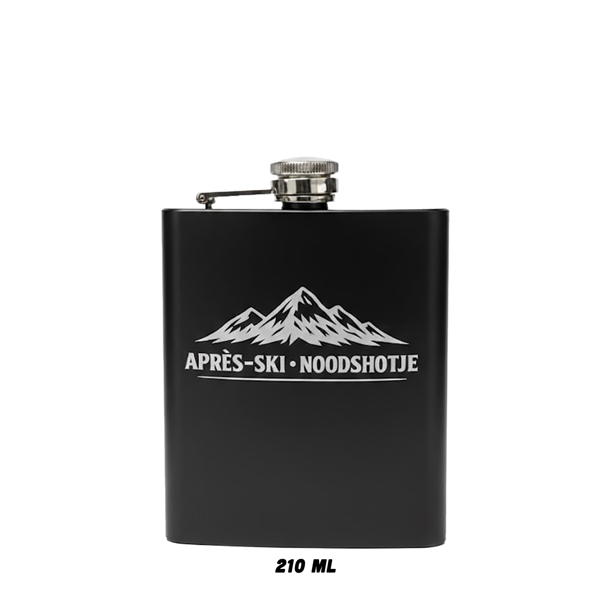 Zwarte heupfles RVS 210ml après-ski noodshotje cadeau