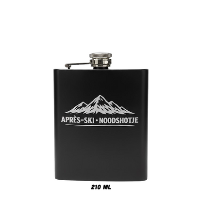 Zwarte heupfles RVS 210ml après-ski noodshotje cadeau